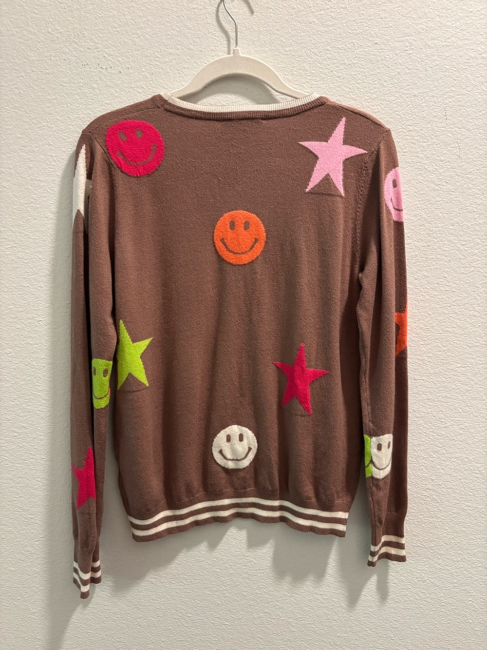 THML Brown Smiley & Star Crewneck Sweater, size S - Picture 5 of 6